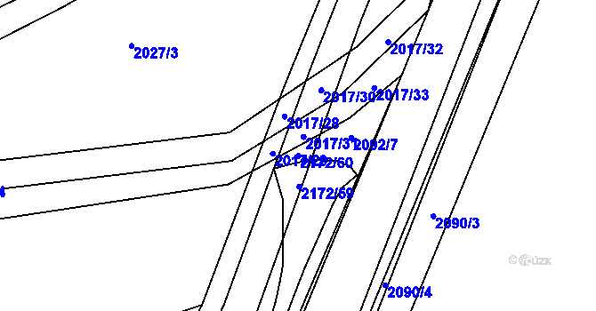 Parcela st. 2172/60 v KÚ Litomyšl, Katastrální mapa