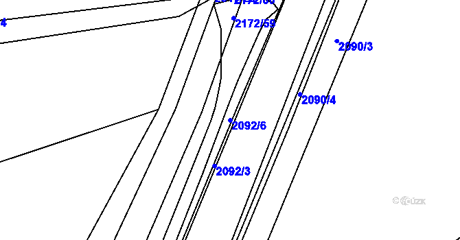 Parcela st. 2092/6 v KÚ Litomyšl, Katastrální mapa