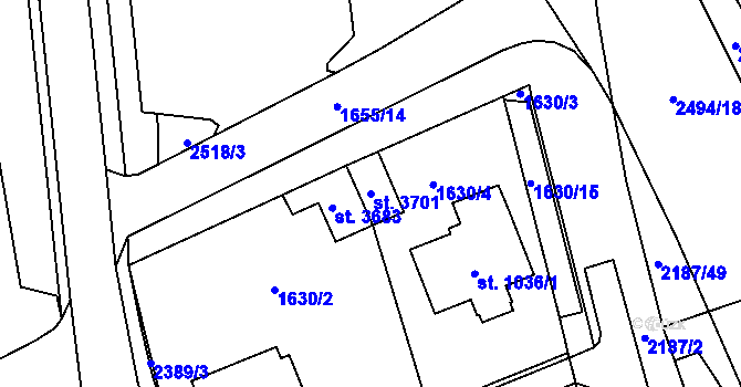 Parcela st. 3701 v KÚ Litomyšl, Katastrální mapa