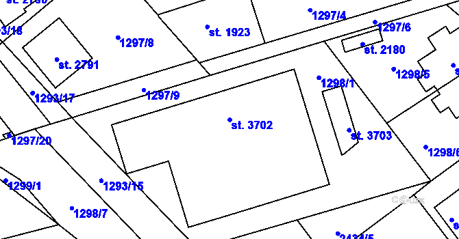 Parcela st. 3702 v KÚ Litomyšl, Katastrální mapa
