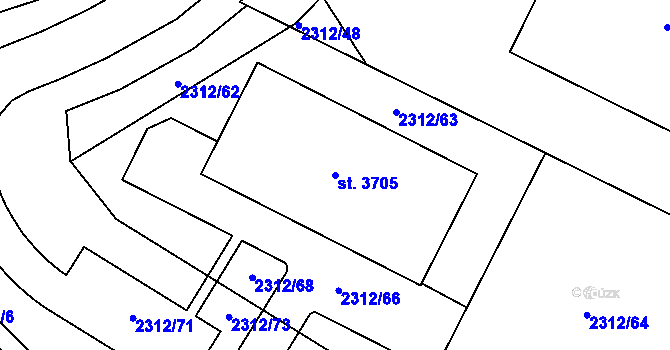 Parcela st. 3705 v KÚ Litomyšl, Katastrální mapa