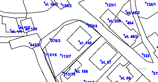 Parcela st. 140 v KÚ Lány u Litomyšle, Katastrální mapa