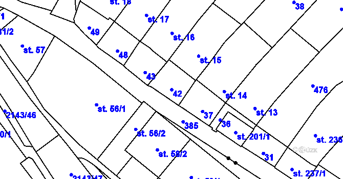 Parcela st. 42 v KÚ Lány u Litomyšle, Katastrální mapa
