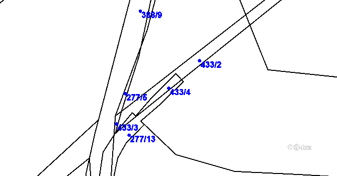 Parcela st. 433/4 v KÚ Lány u Litomyšle, Katastrální mapa