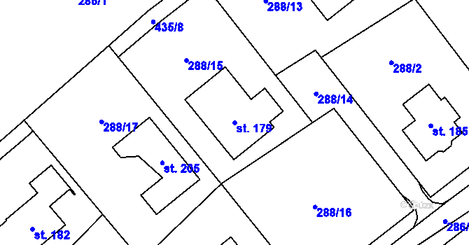 Parcela st. 179 v KÚ Lány u Litomyšle, Katastrální mapa