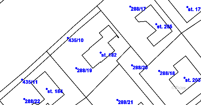 Parcela st. 182 v KÚ Lány u Litomyšle, Katastrální mapa