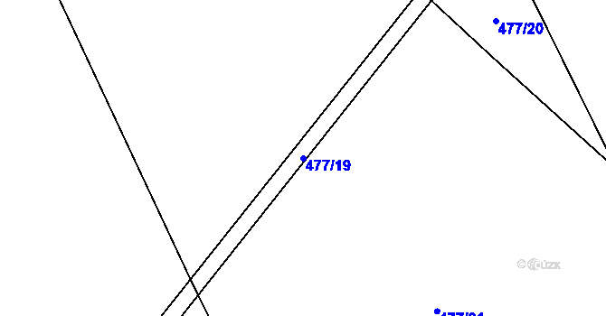 Parcela st. 477/19 v KÚ Lány u Litomyšle, Katastrální mapa