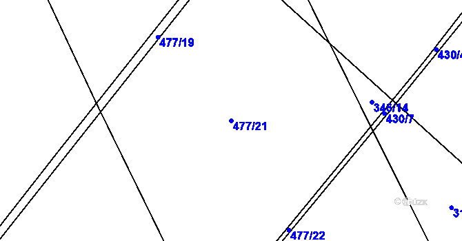 Parcela st. 477/21 v KÚ Lány u Litomyšle, Katastrální mapa