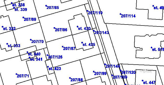 Parcela st. 425 v KÚ Záhraď, Katastrální mapa