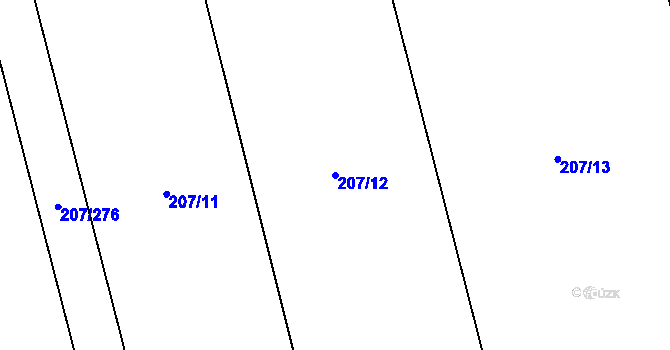 Parcela st. 207/12 v KÚ Záhraď, Katastrální mapa