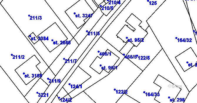 Parcela st. 466/1 v KÚ Záhraď, Katastrální mapa