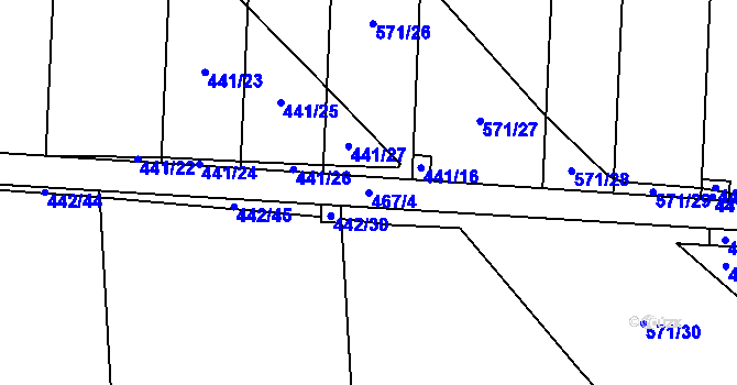 Parcela st. 467/4 v KÚ Záhraď, Katastrální mapa