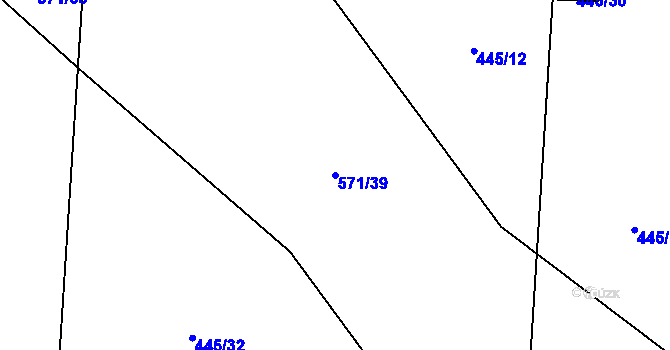Parcela st. 571/39 v KÚ Záhraď, Katastrální mapa