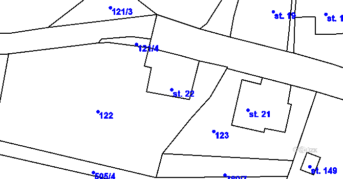 Parcela st. 22 v KÚ Nedošín, Katastrální mapa