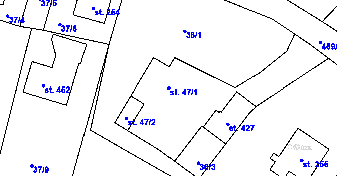 Parcela st. 47/1 v KÚ Nedošín, Katastrální mapa