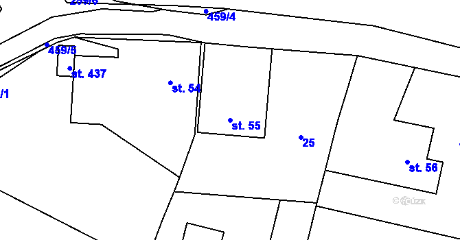 Parcela st. 55 v KÚ Nedošín, Katastrální mapa
