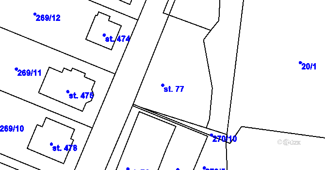 Parcela st. 77 v KÚ Nedošín, Katastrální mapa