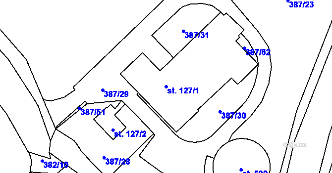 Parcela st. 127/1 v KÚ Nedošín, Katastrální mapa