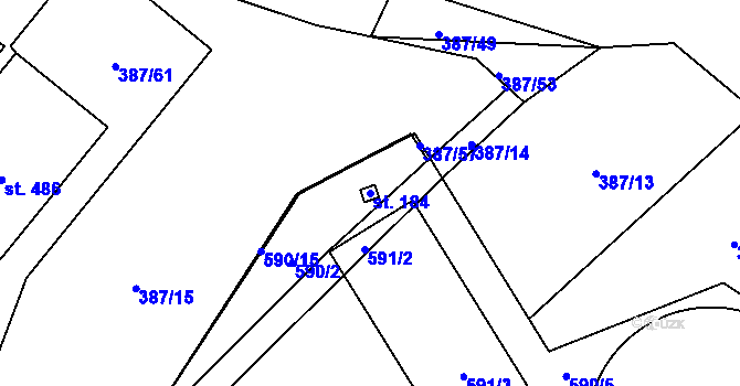 Parcela st. 184 v KÚ Nedošín, Katastrální mapa