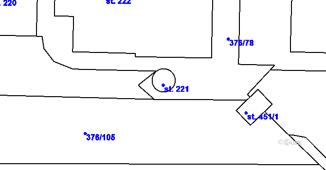Parcela st. 221 v KÚ Nedošín, Katastrální mapa