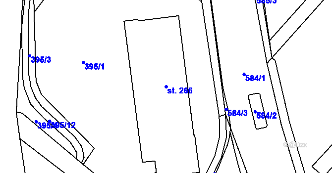 Parcela st. 266 v KÚ Nedošín, Katastrální mapa