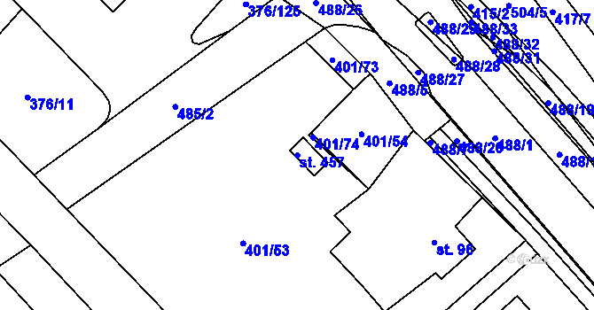 Parcela st. 457 v KÚ Nedošín, Katastrální mapa