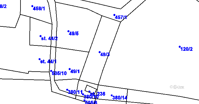 Parcela st. 49/3 v KÚ Nedošín, Katastrální mapa