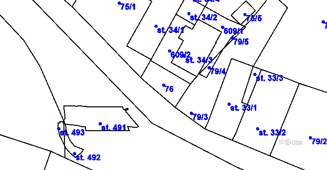 Parcela st. 76 v KÚ Nedošín, Katastrální mapa