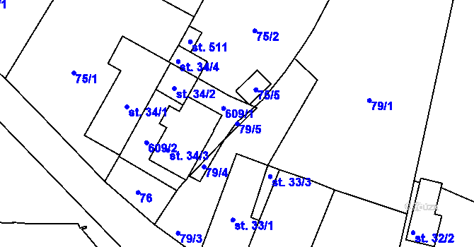 Parcela st. 79/5 v KÚ Nedošín, Katastrální mapa