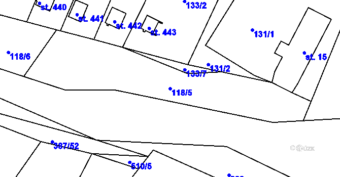 Parcela st. 118/5 v KÚ Nedošín, Katastrální mapa