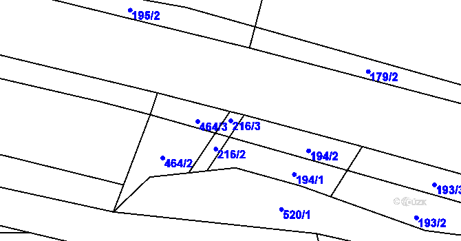 Parcela st. 216/3 v KÚ Nedošín, Katastrální mapa
