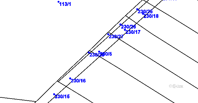 Parcela st. 230/5 v KÚ Nedošín, Katastrální mapa