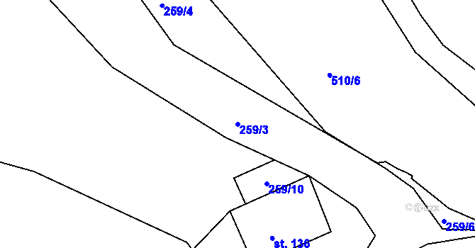 Parcela st. 259/3 v KÚ Nedošín, Katastrální mapa