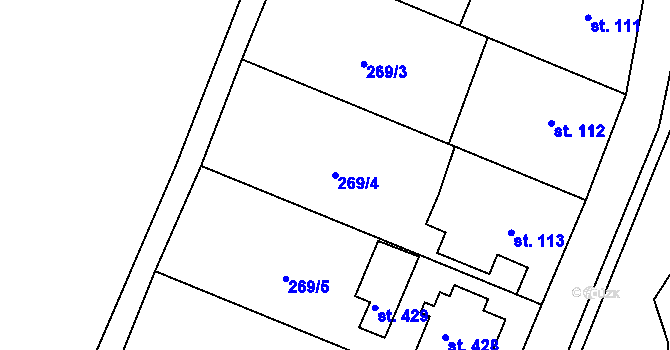 Parcela st. 269/4 v KÚ Nedošín, Katastrální mapa