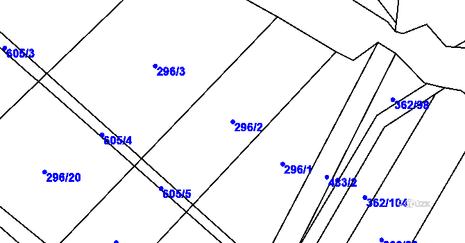 Parcela st. 296/2 v KÚ Nedošín, Katastrální mapa