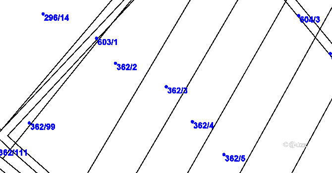 Parcela st. 362/3 v KÚ Nedošín, Katastrální mapa