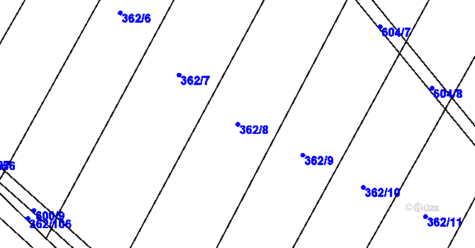 Parcela st. 362/8 v KÚ Nedošín, Katastrální mapa