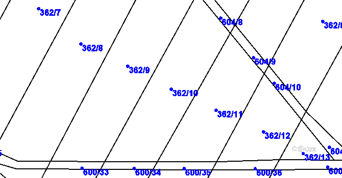 Parcela st. 362/10 v KÚ Nedošín, Katastrální mapa