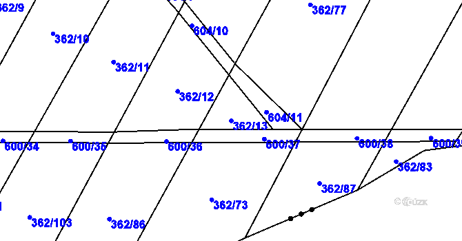 Parcela st. 362/13 v KÚ Nedošín, Katastrální mapa