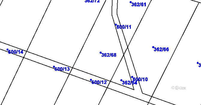 Parcela st. 362/68 v KÚ Nedošín, Katastrální mapa