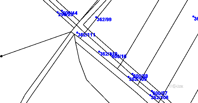 Parcela st. 362/110 v KÚ Nedošín, Katastrální mapa