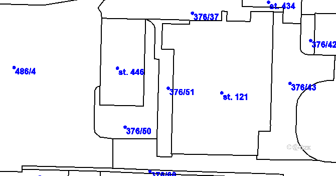 Parcela st. 376/51 v KÚ Nedošín, Katastrální mapa