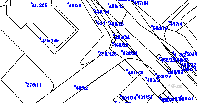 Parcela st. 376/125 v KÚ Nedošín, Katastrální mapa