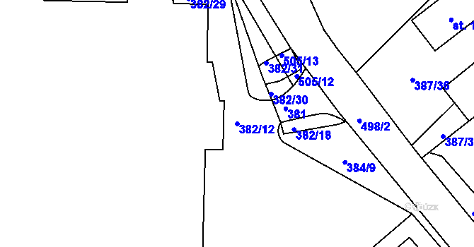 Parcela st. 382/12 v KÚ Nedošín, Katastrální mapa