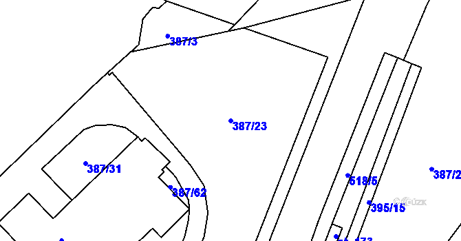 Parcela st. 387/23 v KÚ Nedošín, Katastrální mapa