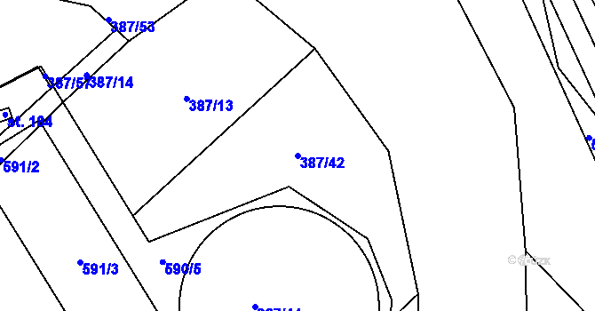 Parcela st. 387/42 v KÚ Nedošín, Katastrální mapa