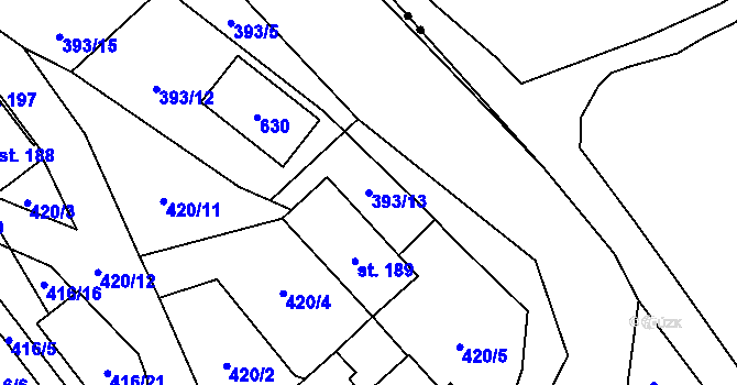 Parcela st. 393/13 v KÚ Nedošín, Katastrální mapa