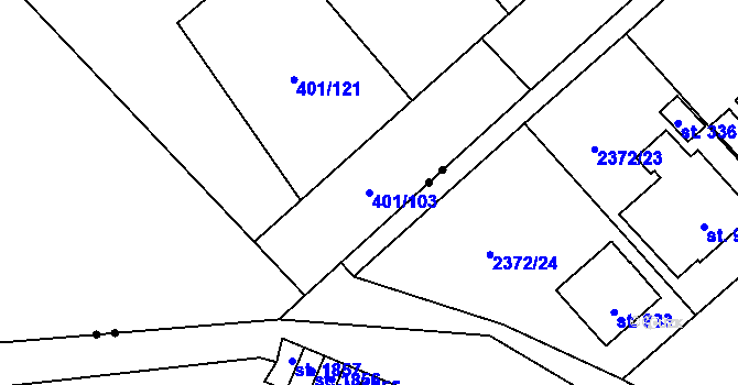 Parcela st. 401/103 v KÚ Nedošín, Katastrální mapa