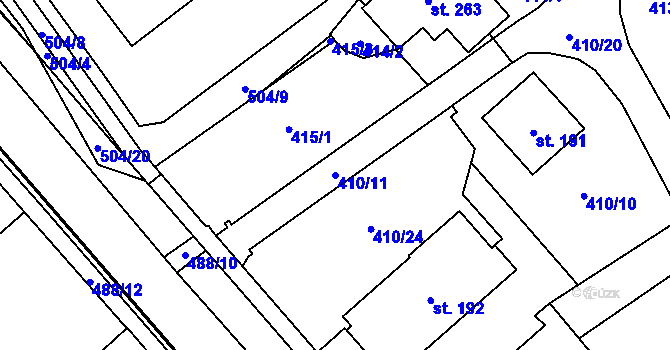 Parcela st. 410/11 v KÚ Nedošín, Katastrální mapa