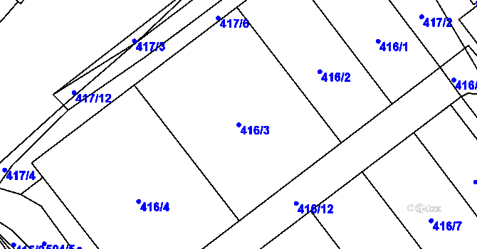 Parcela st. 416/3 v KÚ Nedošín, Katastrální mapa